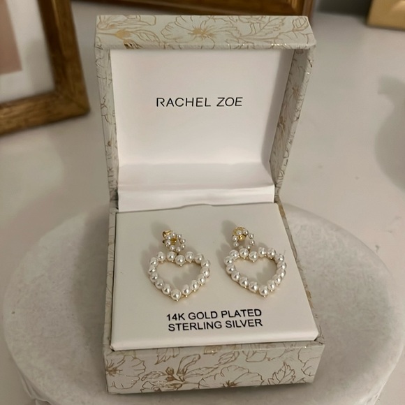 Rachel Zoe Jewelry - Rachel Zoe Pearl and gold heart shaped earrings - New in Box